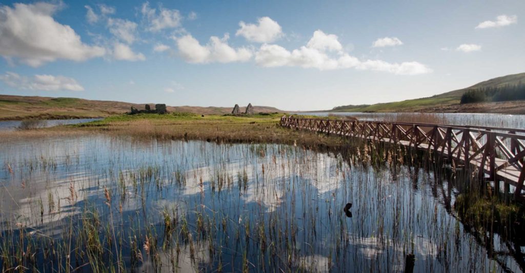 Eilean Mor Loch Finlaggan, with bridge over the water