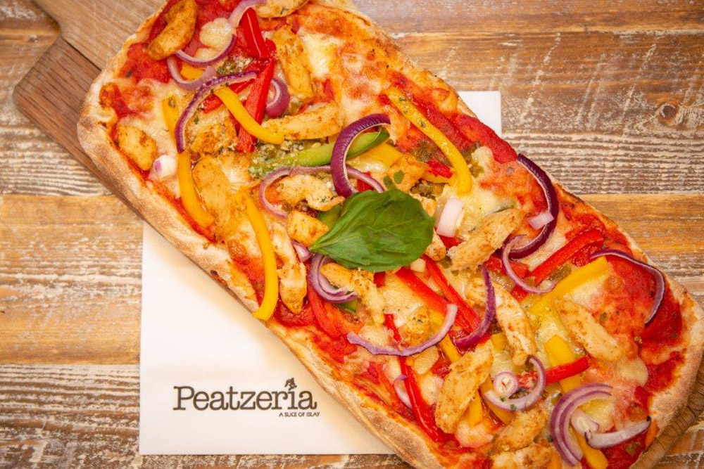 Pizza served at Peatzeria Restaurant, Bowmore